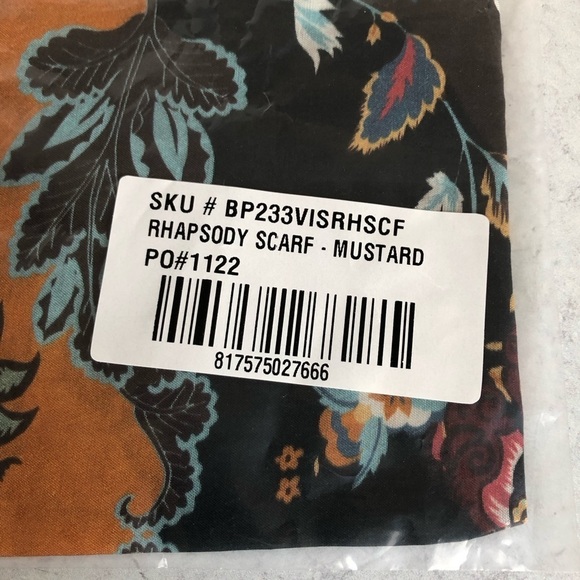 Vismaya Rhapsody Floral Scarf Mustard Bohemian Square - Picture 5 of 7